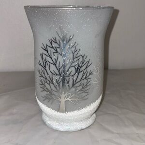 Source Unknown Frosted Glass Candle Holder with Tree Design
